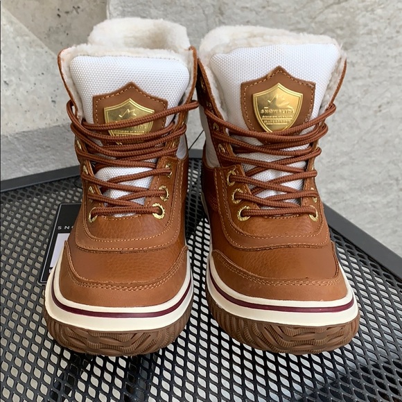 NIB Snowslide Georgia Boots Cognac Nylon Leather - Picture 3 of 6